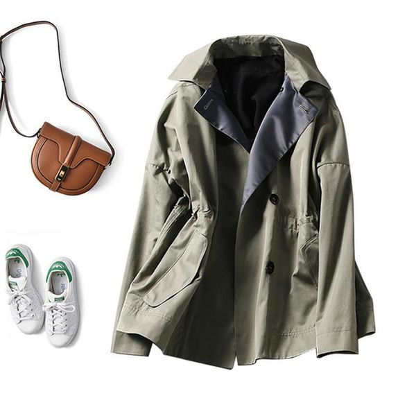 women's trench coats quality tooling short windbreaker 2021 spring and autumn temperament drawstring thin coat french wear, Tan;black
women's trench coats quality tooling short windbreaker 2021 spring and autumn temperament drawstring thin coat french wear, Tan;black