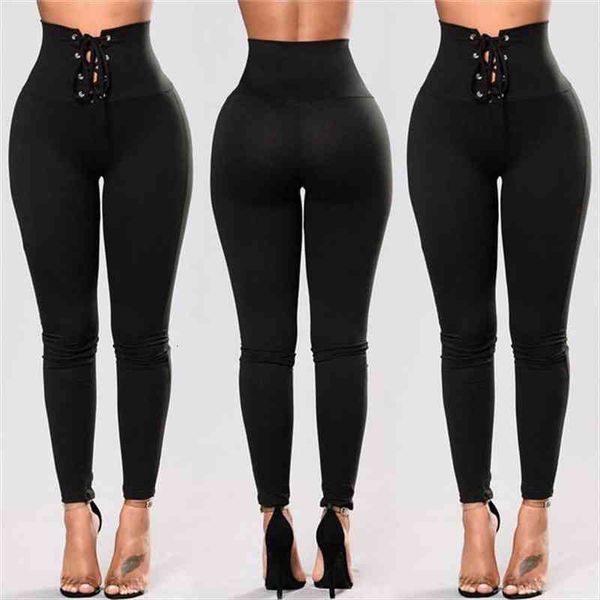 fashion high waisted skinny solid women legging ankle length stretch waist lace up, Black
fashion high waisted skinny solid women legging ankle length stretch waist lace up, Black