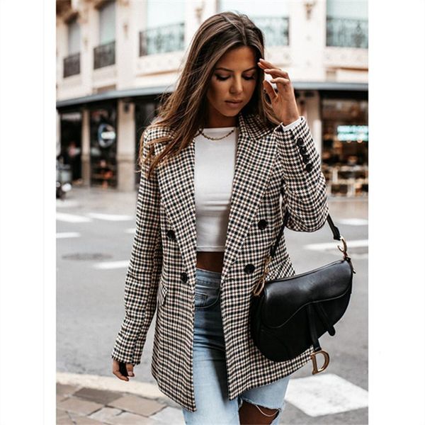 women's suits & blazers plus size women blazer double breasted 2021 ol plaid autumn fashion casual jacket, White;black
women's suits & blazers plus size women blazer double breasted 2021 ol plaid autumn fashion casual jacket, White;black