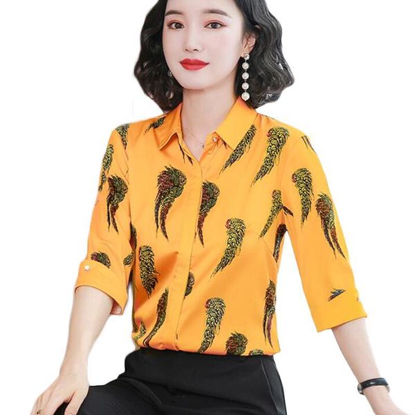 women's blouses & shirts vintage print chiffon blouse women 2021 fashion ol office half sleeve shirt korean casual camisas mujer, White
women's blouses & shirts vintage print chiffon blouse women 2021 fashion ol office half sleeve shirt korean casual camisas mujer, White