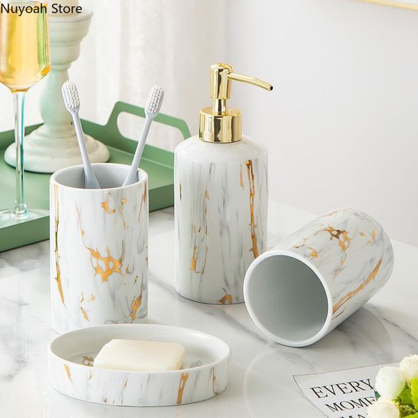 nordic bathroom decoration accessories ceramic marble pattern/toothbrush cup/lotion bottle/soap dish simple supplies bath accessory set
nordic bathroom decoration accessories ceramic marble pattern/toothbrush cup/lotion bottle/soap dish simple supplies bath accessory set