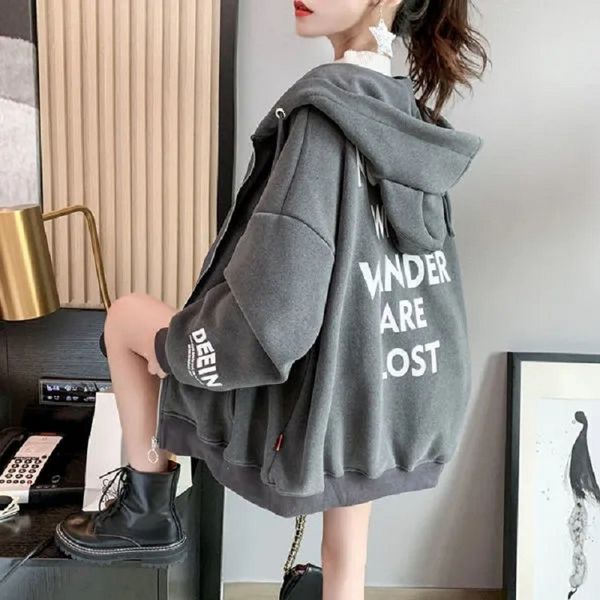 cardigan hooded sweater et women's plush thickened large korean version net red ins fashion loose foreign style versatile, Black
cardigan hooded sweater et women's plush thickened large korean version net red ins fashion loose foreign style versatile, Black