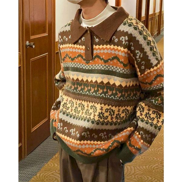 men's sweaters fonekie retro loose knitted sweater men women lazy knit autumn korean trend lapel pullover fashion mens clothes, White;black
men's sweaters fonekie retro loose knitted sweater men women lazy knit autumn korean trend lapel pullover fashion mens clothes, White;black