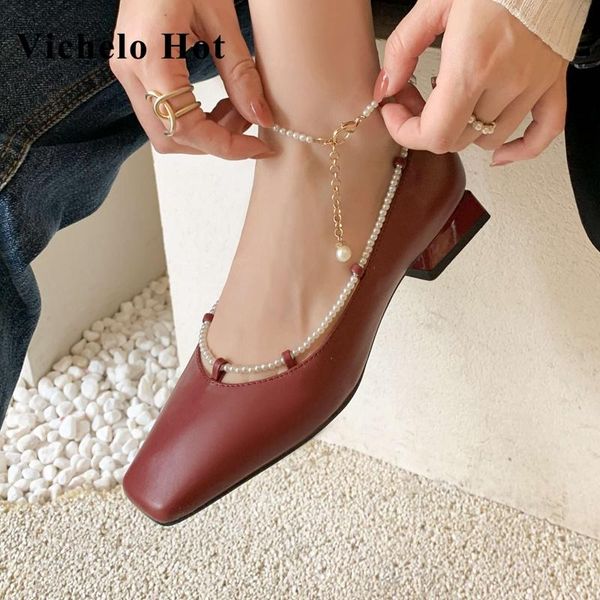 vichelo mary janes genuine leather square toe med heel pearl chain decoration fairy style pretty girls sweet women pumps l25 dress shoes, Black
vichelo mary janes genuine leather square toe med heel pearl chain decoration fairy style pretty girls sweet women pumps l25 dress shoes, Black