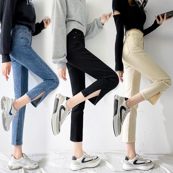 women's jeans straight smoke pipe slit high waist was thin nine points loose pants trendy, Blue
women's jeans straight smoke pipe slit high waist was thin nine points loose pants trendy, Blue