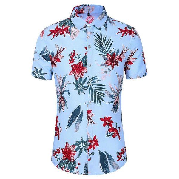 short sleeve male shirt cotton blend fashion men slim loose hawaii printed turn-down collar men's casual shirts, White;black
short sleeve male shirt cotton blend fashion men slim loose hawaii printed turn-down collar men's casual shirts, White;black
