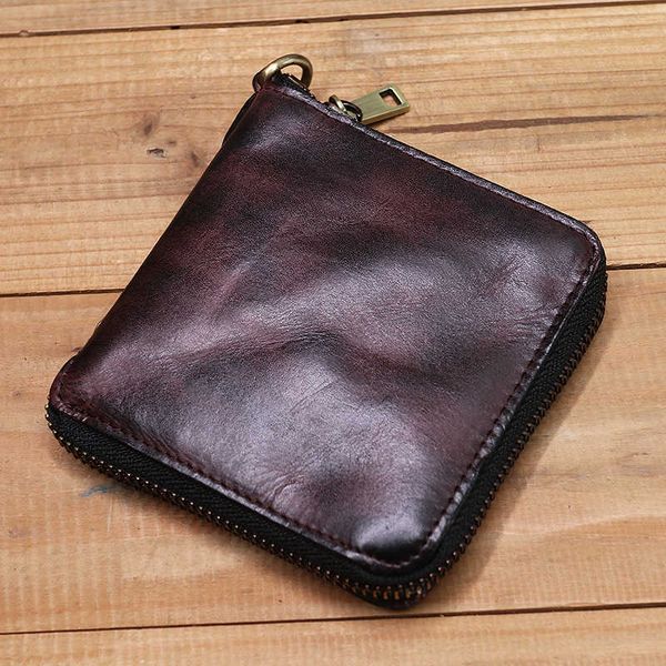 leather wallet men's layer cowhide hand rub color used wrinkle short zipper, Black
leather wallet men's layer cowhide hand rub color used wrinkle short zipper, Black