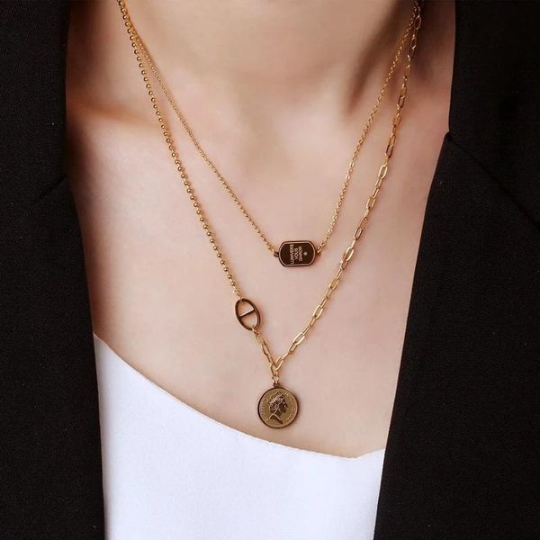 chains titanium steel layered necklace for women fashion luxury charms double layer queen jewelry b temperament cold wind star, Silver
chains titanium steel layered necklace for women fashion luxury charms double layer queen jewelry b temperament cold wind star, Silver