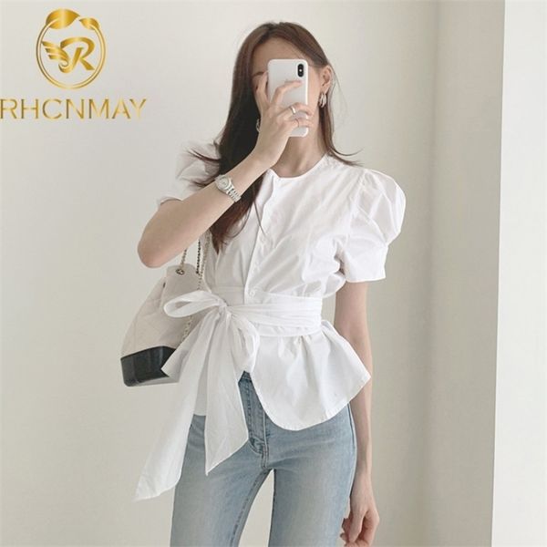 korea chic summer puff sleeve blouses bow bandage slim waist elegant shirt single breasted blusas 210520, White
korea chic summer puff sleeve blouses bow bandage slim waist elegant shirt single breasted blusas 210520, White