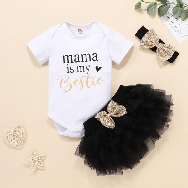 clothing sets kid baby clothes toddler girls letter print short sleeve romper black net yarn culottes headdress outfits roupa infantil, White
clothing sets kid baby clothes toddler girls letter print short sleeve romper black net yarn culottes headdress outfits roupa infantil, White