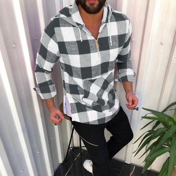men's casual shirts feitong hoodie shirt men winter fashion plaid long sleeve zipper blouses pockets pullover male 1 my8z, White;black
men's casual shirts feitong hoodie shirt men winter fashion plaid long sleeve zipper blouses pockets pullover male 1 my8z, White;black