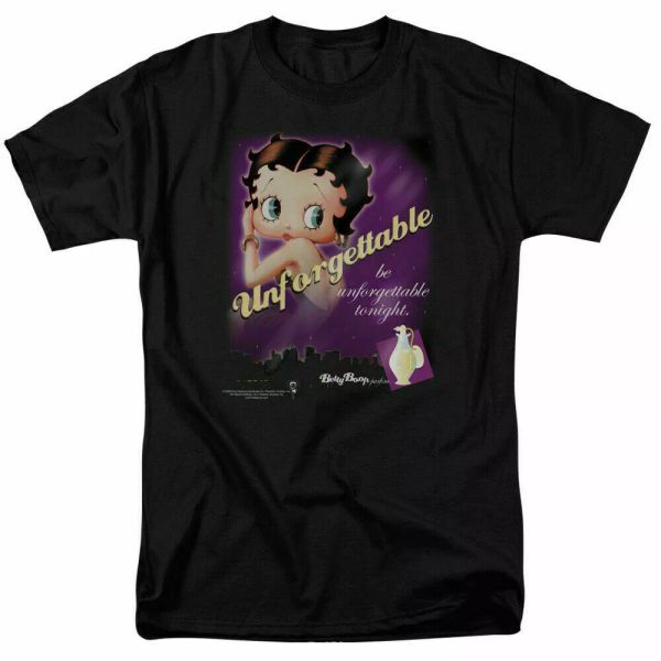 betty boop unforgettable t shirt mens licensed cartoon merchandise black, White;black