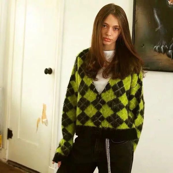 women's jackets ins street green plaid cardigan coat women oversized fluffy knitted autumn winter harajuku crop knitwear, Black;brown
women's jackets ins street green plaid cardigan coat women oversized fluffy knitted autumn winter harajuku crop knitwear, Black;brown