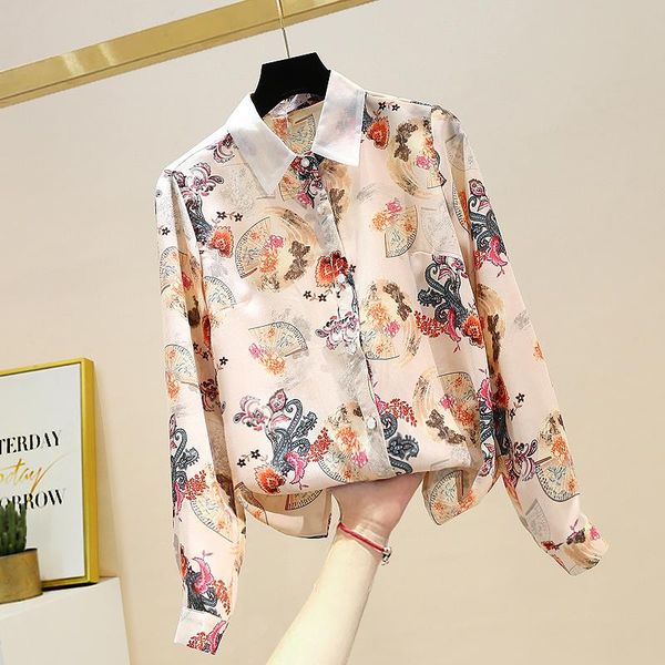 women's blouses & shirts 2021 spring autumn blouse chinese style retro lapel print chiffon long-sleeved loose female de792, White
women's blouses & shirts 2021 spring autumn blouse chinese style retro lapel print chiffon long-sleeved loose female de792, White