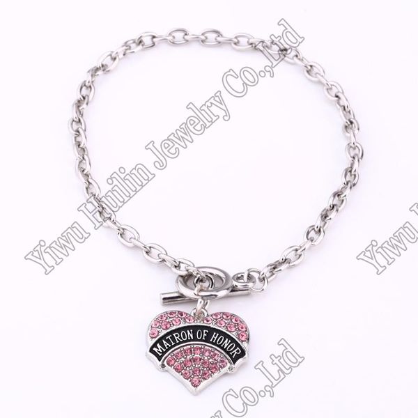arrival fashion rhodium plated with sparkling crystals matron of honor heart charm bracelet link, chain, Black
arrival fashion rhodium plated with sparkling crystals matron of honor heart charm bracelet link, chain, Black