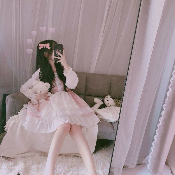 casual dresses qweek kawaii maid dress pink lolita soft girls japanese cute fairy princess birthday party long sleeve women, Black;gray
casual dresses qweek kawaii maid dress pink lolita soft girls japanese cute fairy princess birthday party long sleeve women, Black;gray