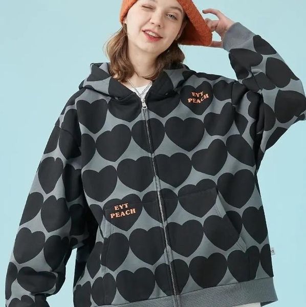 women's hoodies & sweatshirts women loose style hooded jacket oversized street heart and letters printed pattern zipper closure coat bl, Black
women's hoodies & sweatshirts women loose style hooded jacket oversized street heart and letters printed pattern zipper closure coat bl, Black