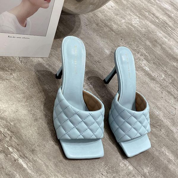 slippers 2021 designer square toe blue white thin high heel women sandals fashion slip on slides summer beach shoes mules, Black
slippers 2021 designer square toe blue white thin high heel women sandals fashion slip on slides summer beach shoes mules, Black