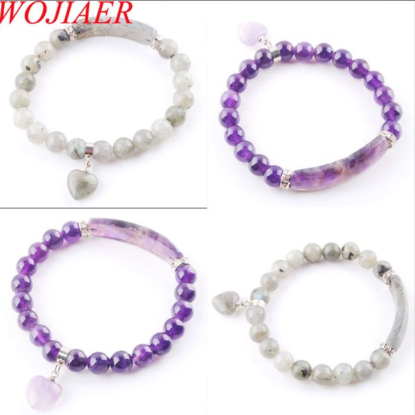 wojiaer natural stone amethyst quartz beads strand bracelets & bangles heart shape charm fitting couples jewelry love gifts bk333, Black
wojiaer natural stone amethyst quartz beads strand bracelets & bangles heart shape charm fitting couples jewelry love gifts bk333, Black