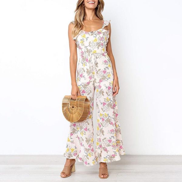 women's jumpsuits & rompers backless summer women overalls floral print long spaghetti strap ruffles casual jump suits clothes, Black;white
women's jumpsuits & rompers backless summer women overalls floral print long spaghetti strap ruffles casual jump suits clothes, Black;white