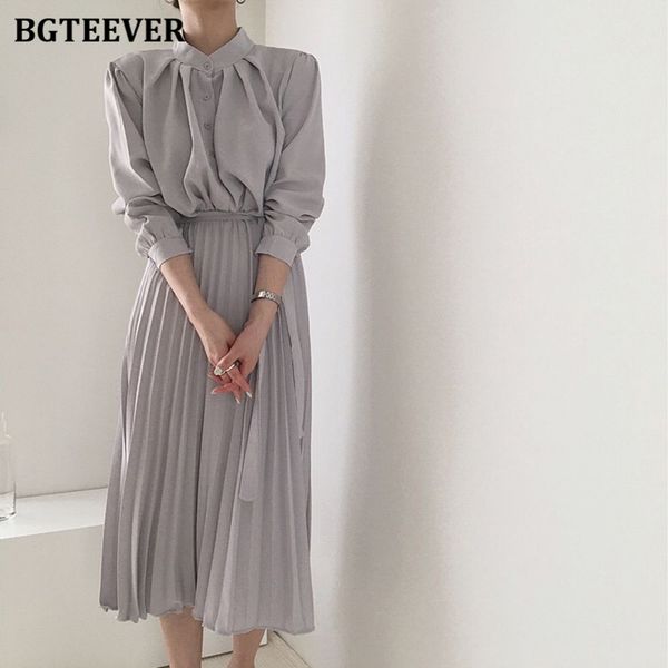 bgteever elegant stand collar single-breasted women dress office wear pleated lace-up ladies midi dress 2021 autumn vestidos, Black;gray
bgteever elegant stand collar single-breasted women dress office wear pleated lace-up ladies midi dress 2021 autumn vestidos, Black;gray