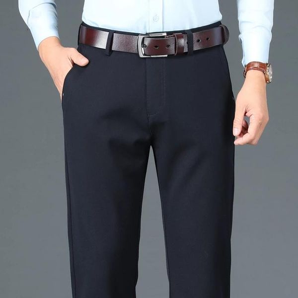 men's pants autumn winter high-quality fitted straight lyocell sheep wool high-waist business trousers, Black
men's pants autumn winter high-quality fitted straight lyocell sheep wool high-waist business trousers, Black