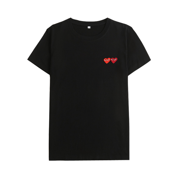 women's t-shirt round neck lovers men's and summer short sleeve double heart embroidery cotton, White
women's t-shirt round neck lovers men's and summer short sleeve double heart embroidery cotton, White