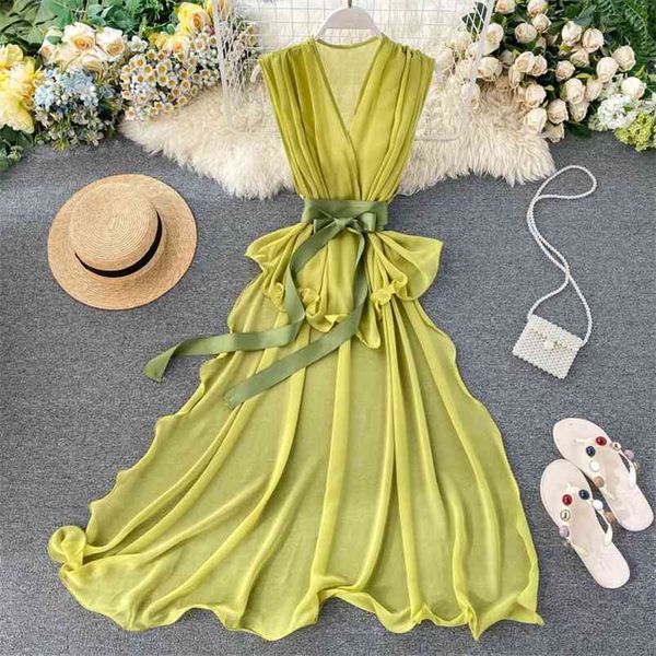 women's summer sleeveless shirt bow lacing waist irregular front short back long v-neck slim chiffon ml872 210506, White
women's summer sleeveless shirt bow lacing waist irregular front short back long v-neck slim chiffon ml872 210506, White