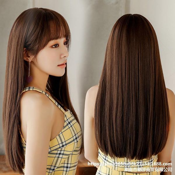 straight wig female round net red clavicle temperament trim face curly hair big wave lovely medium long, Black
straight wig female round net red clavicle temperament trim face curly hair big wave lovely medium long, Black