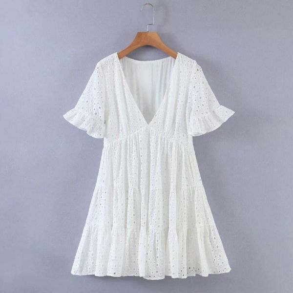 casual dresses summer women hollow embroidery deep v neck mini dress female short sleeve clothes lady loose vestido d7385, Black;gray
casual dresses summer women hollow embroidery deep v neck mini dress female short sleeve clothes lady loose vestido d7385, Black;gray