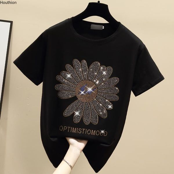 women's t-shirt houthion diamond short sleeve fashion plus size tshirt korean loose solid cotton t shirt o-neck, White
women's t-shirt houthion diamond short sleeve fashion plus size tshirt korean loose solid cotton t shirt o-neck, White
