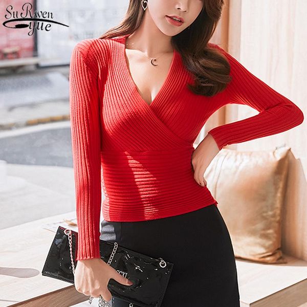 women's sweaters 2021 autumn and winter clothes women cotton solid deep v neck knitwear korean long sleeve slim pullover 10452, White;black
women's sweaters 2021 autumn and winter clothes women cotton solid deep v neck knitwear korean long sleeve slim pullover 10452, White;black