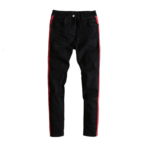am fashion brand black washing water used for offset printing color contrast knife to cut holes slim fit small leg jeans, Blue
am fashion brand black washing water used for offset printing color contrast knife to cut holes slim fit small leg jeans, Blue