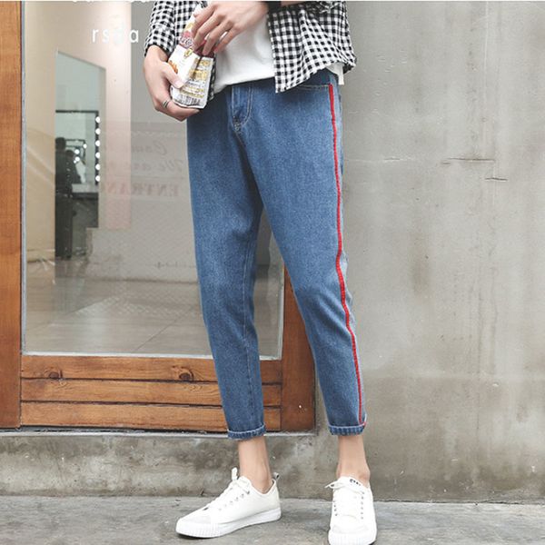 men's jeans spring and summer fashion casual denim ripped stretch men's jeans korean style trendy slim teenager pencil pants 2ama, Blue
men's jeans spring and summer fashion casual denim ripped stretch men's jeans korean style trendy slim teenager pencil pants 2ama, Blue