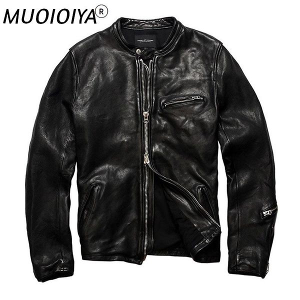 men's leather & faux men's genuine jacket sheepskin spring and autumn stand-up collar leisure motorcycle, Black
men's leather & faux men's genuine jacket sheepskin spring and autumn stand-up collar leisure motorcycle, Black