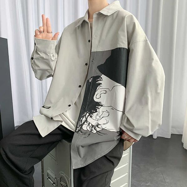 men's printing long sleeve cargo shirts camisa masculina streetwear lapel collar clothes grey/black nice size -5xl 210809, White;black
men's printing long sleeve cargo shirts camisa masculina streetwear lapel collar clothes grey/black nice size -5xl 210809, White;black