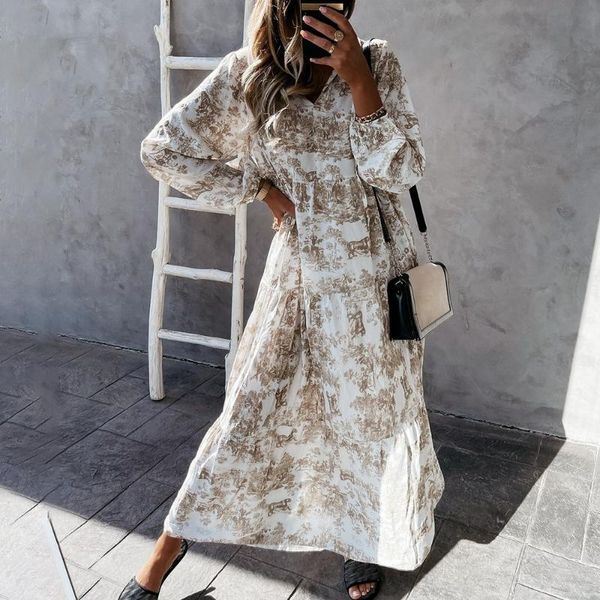 casual dresses vintage loose floral printing long dress women elegant summer drawstring v-neck party 2021 sleeve maxi, Black;gray
casual dresses vintage loose floral printing long dress women elegant summer drawstring v-neck party 2021 sleeve maxi, Black;gray