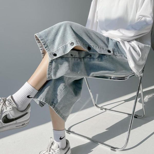 women's jeans double-breasted men's summer thin section slacks loose straight han edition tide eight points leisure trousers, Blue
women's jeans double-breasted men's summer thin section slacks loose straight han edition tide eight points leisure trousers, Blue