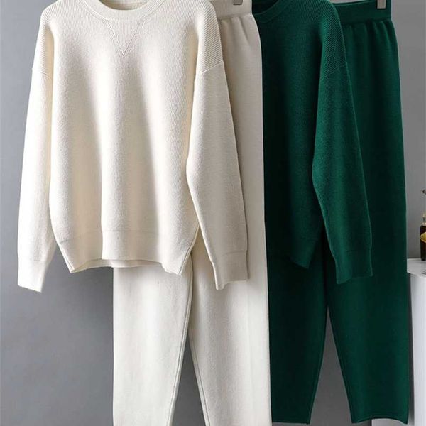 ezsskj 2 pieces sweater set women tracksuit o-neck sweater + loose trousers chic pullover sweater+ knitted carrot pants 211105, White
ezsskj 2 pieces sweater set women tracksuit o-neck sweater + loose trousers chic pullover sweater+ knitted carrot pants 211105, White