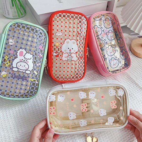 cosmetic bags & cases cartoon transparent pencil case large capacity student storage bag cute girls pen box fashion stationery pouch makeup
cosmetic bags & cases cartoon transparent pencil case large capacity student storage bag cute girls pen box fashion stationery pouch makeup