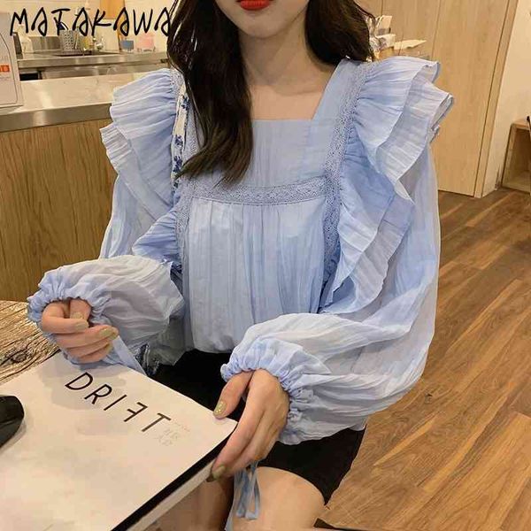 lantern sleeve blouse women ruffle shirt spring fashion blusas long-sleeved square collar woman s 210506, White
lantern sleeve blouse women ruffle shirt spring fashion blusas long-sleeved square collar woman s 210506, White