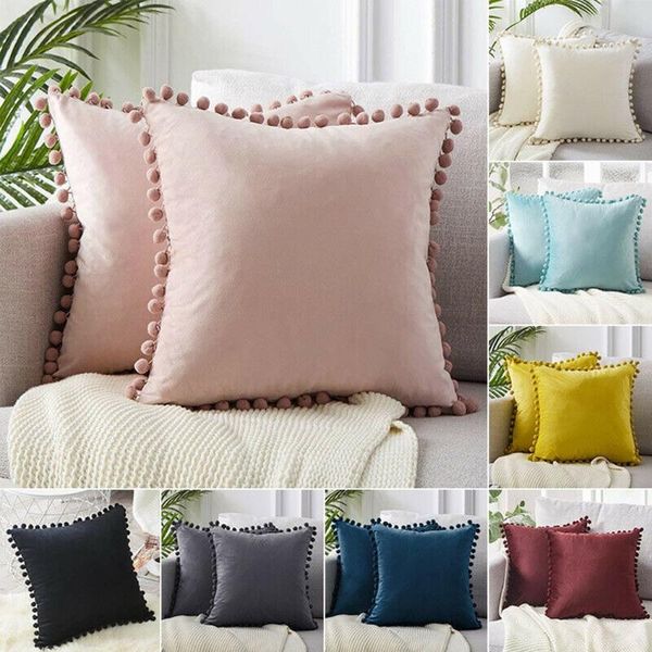pillow case 2pcs soft velvet cushion covers with pompms solid square sofa decorative pillows home decor 45 x 45cm
pillow case 2pcs soft velvet cushion covers with pompms solid square sofa decorative pillows home decor 45 x 45cm