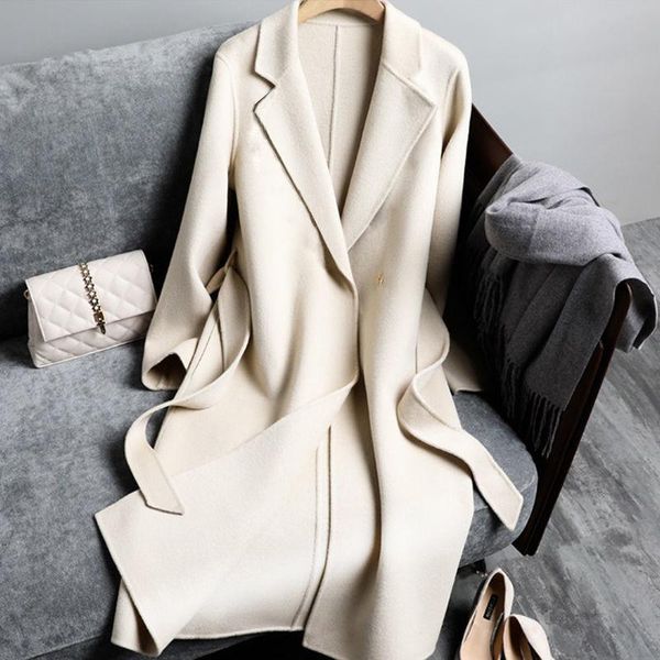 women's wool & blends double white cashmere coat female in the 2021 long money cultivate morality high-end cloth hepburn wind, Black
women's wool & blends double white cashmere coat female in the 2021 long money cultivate morality high-end cloth hepburn wind, Black