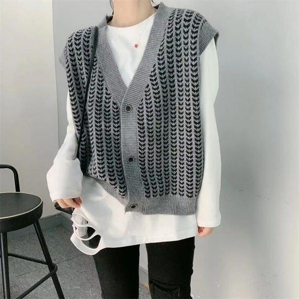 women's vests 2021 spring korean version loose wild plaid sweater vest cardigan jacket women waistcoat, Black;white
women's vests 2021 spring korean version loose wild plaid sweater vest cardigan jacket women waistcoat, Black;white