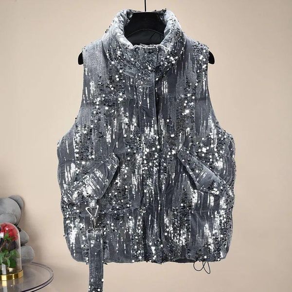 women's vests women vest 2021 winter fashion sequin loose warm cotton padded gilet slim stand-up collar short waistcoat, Black;white
women's vests women vest 2021 winter fashion sequin loose warm cotton padded gilet slim stand-up collar short waistcoat, Black;white