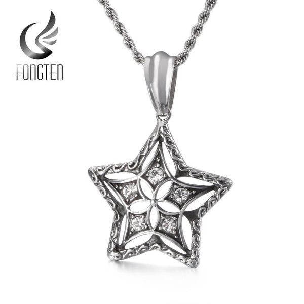 pendant necklaces fongten star hip hop men necklace stainless steel zircon biker charm personalised penants, Silver
pendant necklaces fongten star hip hop men necklace stainless steel zircon biker charm personalised penants, Silver
