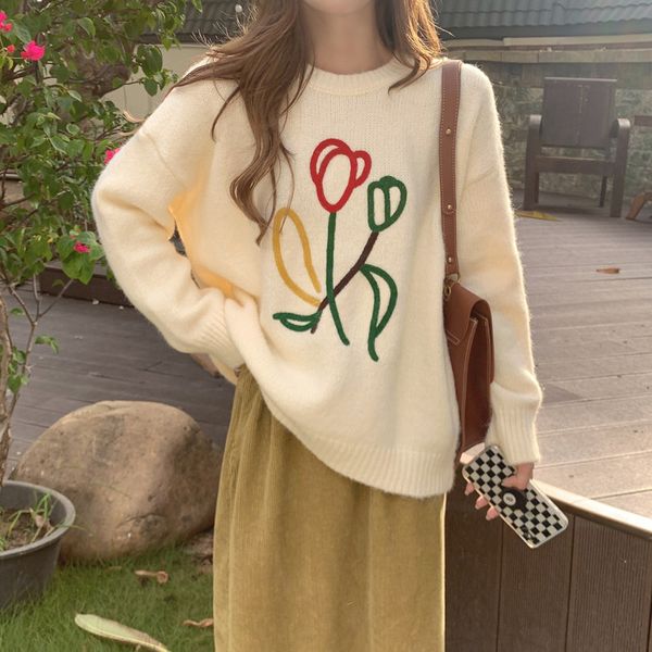 autumn and winter new design sense of minority lazy style women's korean three-dimensional floret sweater thick, White;black
autumn and winter new design sense of minority lazy style women's korean three-dimensional floret sweater thick, White;black
