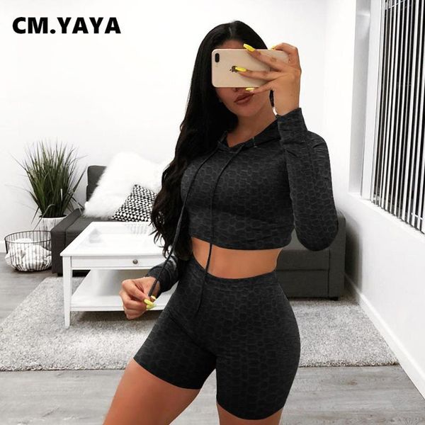 cm.yaya women set solid hooded full sleeve crop elastic sheath shorts two piece summer tracksuit casual outfit 2021 women's tracksuits, Gray
cm.yaya women set solid hooded full sleeve crop elastic sheath shorts two piece summer tracksuit casual outfit 2021 women's tracksuits, Gray