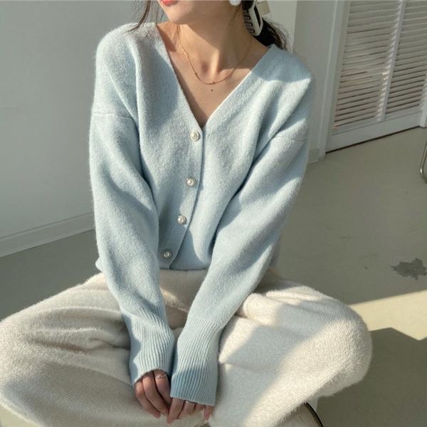 women's knits & tees solid knit long sleeve sweater cardigan 2021 autumn v-neck single breasted loose knitwear lady sweet fashion cardi, White
women's knits & tees solid knit long sleeve sweater cardigan 2021 autumn v-neck single breasted loose knitwear lady sweet fashion cardi, White