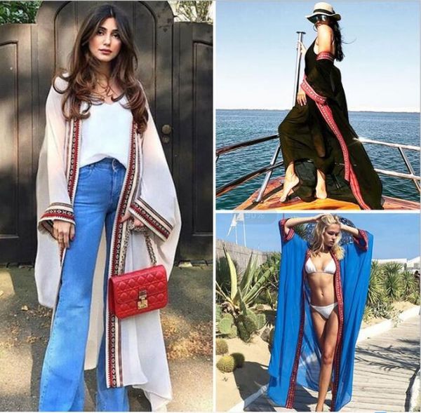 women's blouses & shirts women plus size embroidered summer beachwear cover ups long cardigan chiffon kaftan beach tunic bath robe, White
women's blouses & shirts women plus size embroidered summer beachwear cover ups long cardigan chiffon kaftan beach tunic bath robe, White